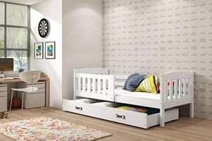 KUBUŚ 80X160 pat single cu saltea și sertar, alb