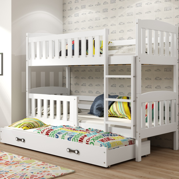 Pat cu baldachin KUBUŚ 90X200 cu sertar, alb