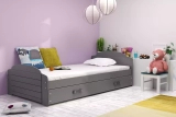 Pat single pentru tineri LILI 90X200 cu saltea și sertar, grafit