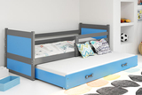 RICO 90X200 pat extensibil pentru tineri cu sertar, grafit/albastru