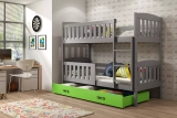 Pat supraetajat KUBUŚ 90X200 cu sertar, grafit/verde