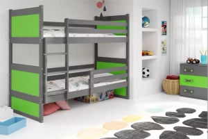 Rico pat supraetajat pentru adolescenți 90x190, gri/verde