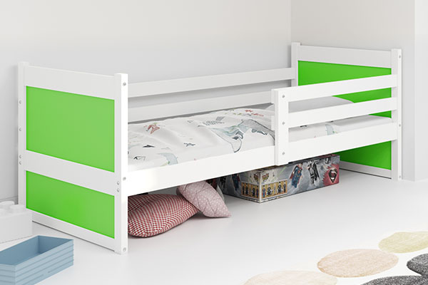 RICO pat single pentru tineri 80X190 cu saltea, alb/verde
