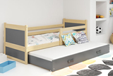 RICO 90X200 pat extensibil pentru tineri cu saltea și sertar, pin/grafit
