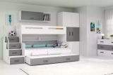 Pat adolescent triplu MAX 3 120X200 cu sertar, grafit