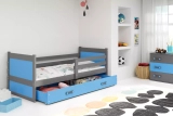 Pat single pentru tineri RICO 90X200 cu sertar, grafit/albastru