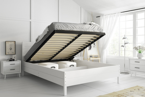 Pat de dormitor 160x200 - Continental alb cu cadru de ridicare