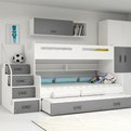 Pat adolescent triplu MAX 3 120X200 cu sertar, grafit