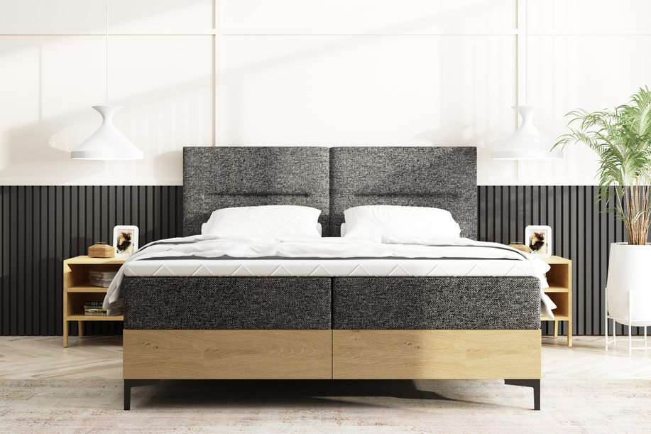 Pat continental 140x200 cu container și saltele de stejar Imperial