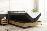 Pat continental 140x200 cu container și saltele de stejar Imperial