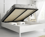 Pat de dormitor 160x200 - Continental alb cu cadru de ridicare