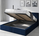 Pat tapițat pentru dormitor HILTON 140X200 cu cutie de depozitare, albastru