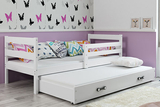 Pat extensibil pentru tineri ERYK 90X200 cu saltea și sertar, alb