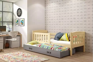 Pat extensibil pentru tineri KUBUŚ 90X190 cu sertar, pin/grafit