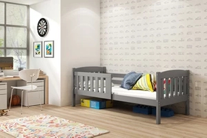 Pat single pentru copii KUBUŚ 80X160 cu saltea, grafit