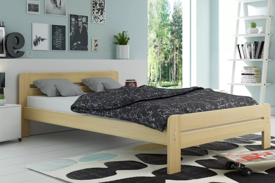 Pat dormitor DALLAS 160X200 cu saltea, pin