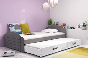 LILI 90X200 pat extensibil pentru tineri cu sertar, grafit/alb