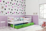 Patul ERYK 90X200 pentru tineri cu sertar, alb/verde