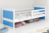 Pat single junior RICO 90X200 cu saltea, alb/albastru