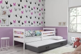 Pat extensibil pentru tineri ERYK 80X190 cu sertar, alb/grafit