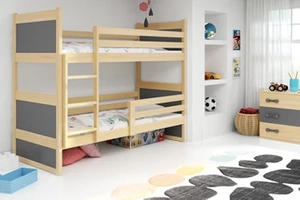 Pat supraetajat pentru tineri RICO 90X200 cu saltea, pin/grafit
