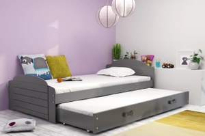 LILI 90X200 pat extensibil pentru tineri cu saltea și sertar, grafit