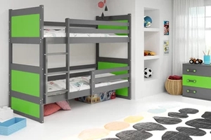Pat supraetajat pentru tineri RICO 90X200 cu saltea, grafit/verde
