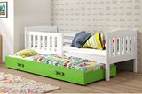KUBUŚ 90X200 pat de tineret extensibil cu saltea și sertar, alb/verde