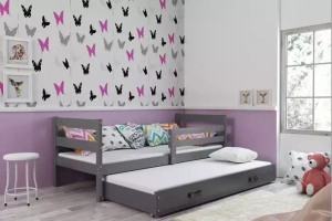 Éric 90x190 pat trundle pentru adolescenți cu sertar, gri