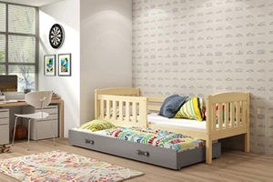 Pat extensibil pentru tineri KUBUŚ 80X190 cu sertar, pin/grafit
