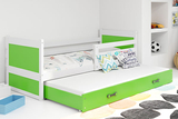 RICO 80X190 pat extensibil pentru tineri cu sertar, alb/verde