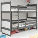 Pat supraetajat pentru tineri RICO 90X200 cu saltea, grafit/alb