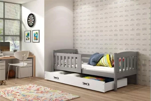 Jacquot 90x190 pat adolescent single cu sertar, gri/alb
