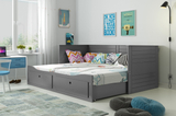 Pat dublu rabatabil pentru tineri HERMES 80X200 cu sertar, grafit