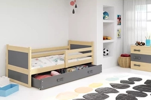 Pat single junior RICO 80X190 cu sertar, pin/grafit
