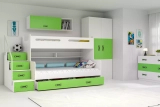 Pat supraetajat pentru tineret MAX 3 120X200 cu sertar, verde