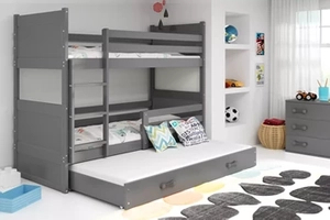 Pat cu trei paturi RICO 90X200 cu sertar, grafit
