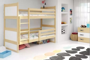 Rico pat supraetajat pentru adolescenți 90x190, pin/alb