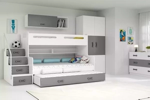 Pat adolescent triplu MAX 3 120X200 cu sertar, grafit