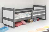 Pat single pentru tineri RICO 90X200 cu saltea, grafit/alb