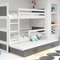 Pat cu baldachin RICO 90X200 cu sertar, alb/grafit