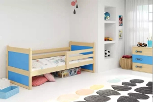 Rico pat single pentru adolescenți 90X190, pin/albastru