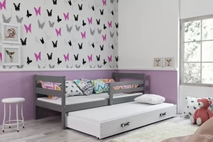 ERYK 80X190 pat extensibil pentru tineri cu sertar, grafit/alb