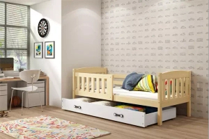 Jacquot pat adolescent single 90x190 cu sertar, pin / alb