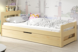 ERNI 90X200 pat single pentru tineri cu cutie de depozitare, pin