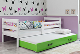 Pat extensibil pentru tineri ERYK 90X200 cu sertar, alb/verde