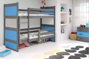 Rico pat supraetajat pentru adolescenți 90x190, gri/albastru