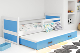 RICO 80X190 pat extensibil pentru tineri cu saltea și sertar, alb/albastru