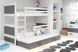 Pat cu baldachin RICO 90X200 cu sertar, alb/grafit