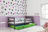 Pat pentru tineri ERYK 90X200 cu sertar, grafit/verde